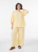 Pantalon large en lin et viscose, Jaune clair, Model image number 0