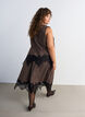 Top &agrave; carreaux avec bordure asym&eacute;trique en dentelle, Marron, Model image number 2