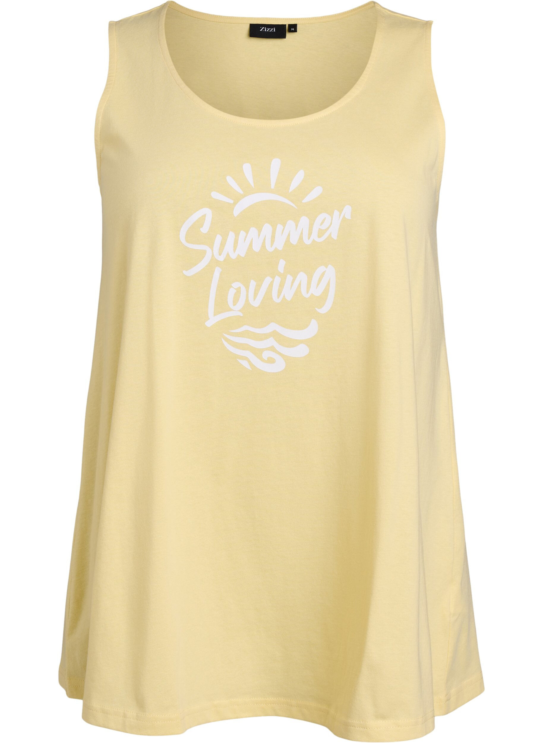 Zizzi Top en coton avec forme en A, Jaune, Packshot image number 0