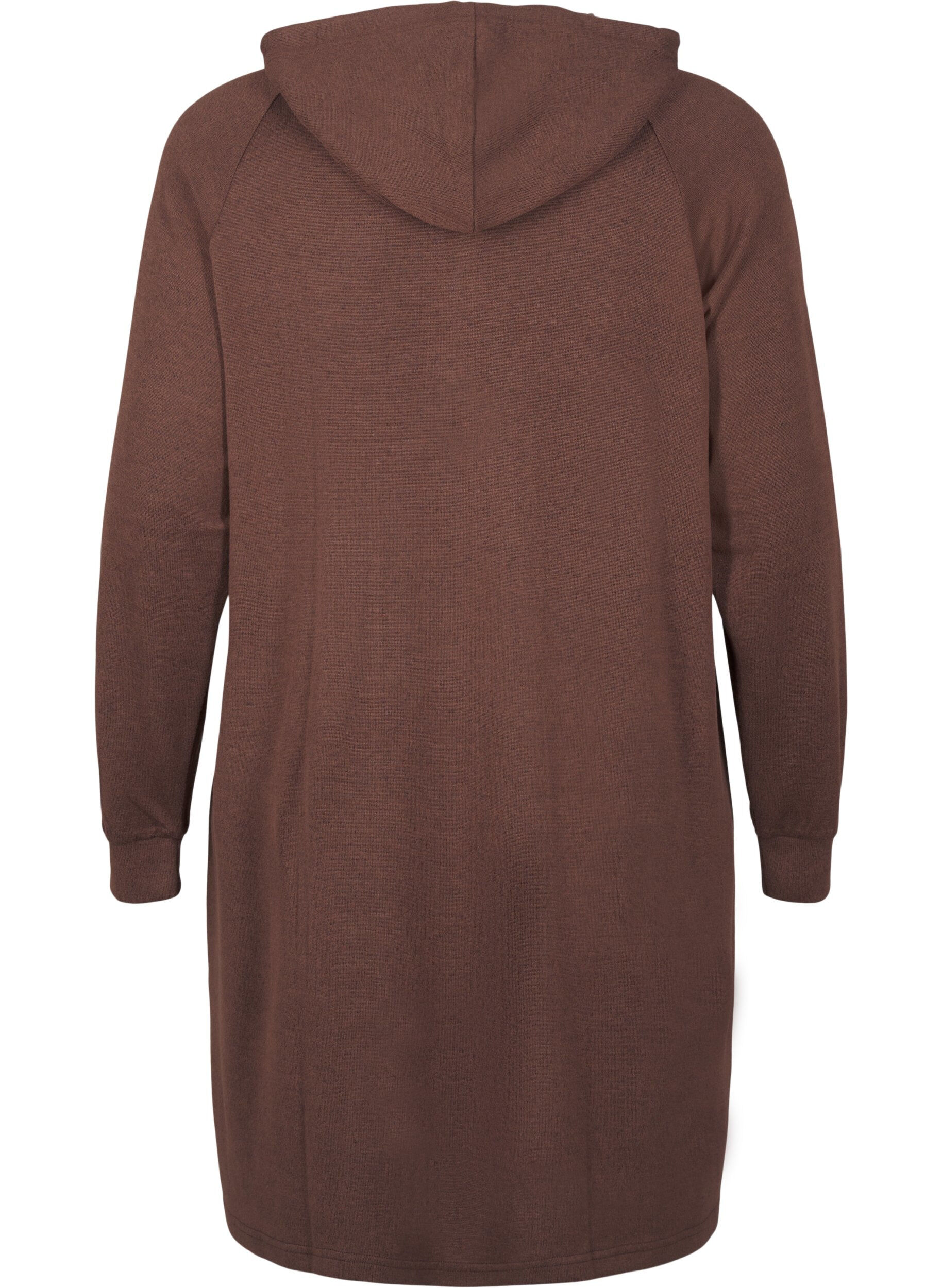 Zizzi Robe sweat &agrave; manches longues avec capuche, Chocolate M. M&eacute;l., Packshot image number 1