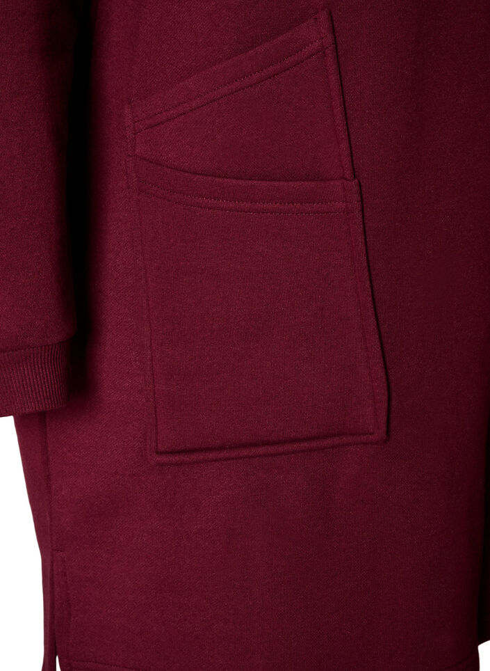 Cardigan long &agrave; capuche avec fermeture &eacute;clair, Bordeaux, Packshot image number 3