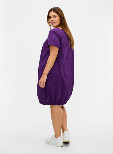 Robe en coton à manches courtes, Violet Indigo, Model image number 1
