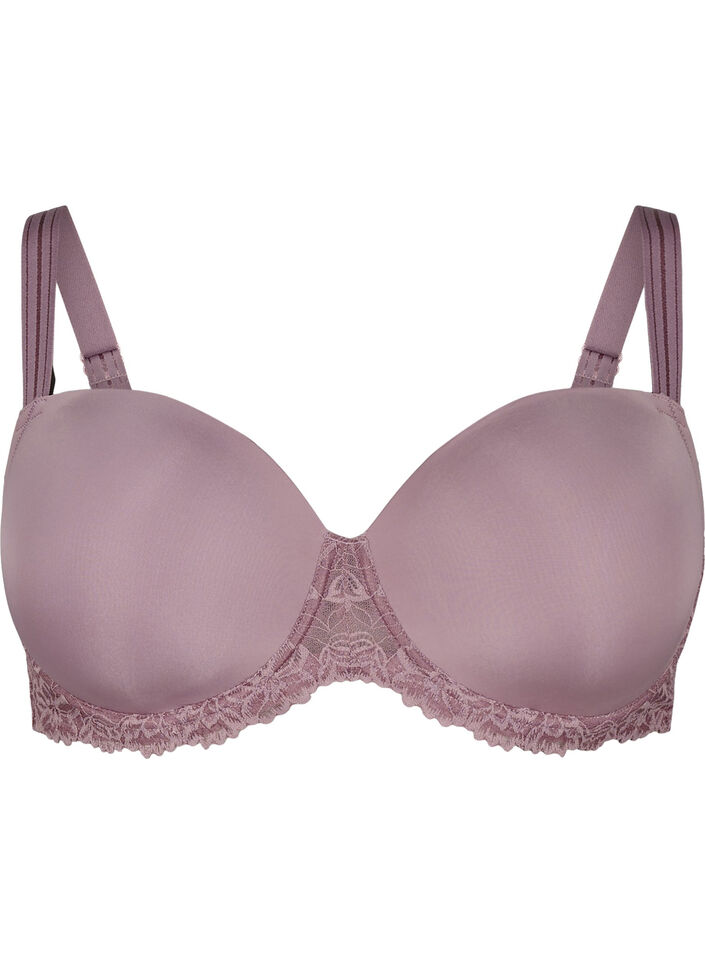 Soutien-gorge moulé avec dentelle et coupes lisses, Rose, Packshot image number 0
