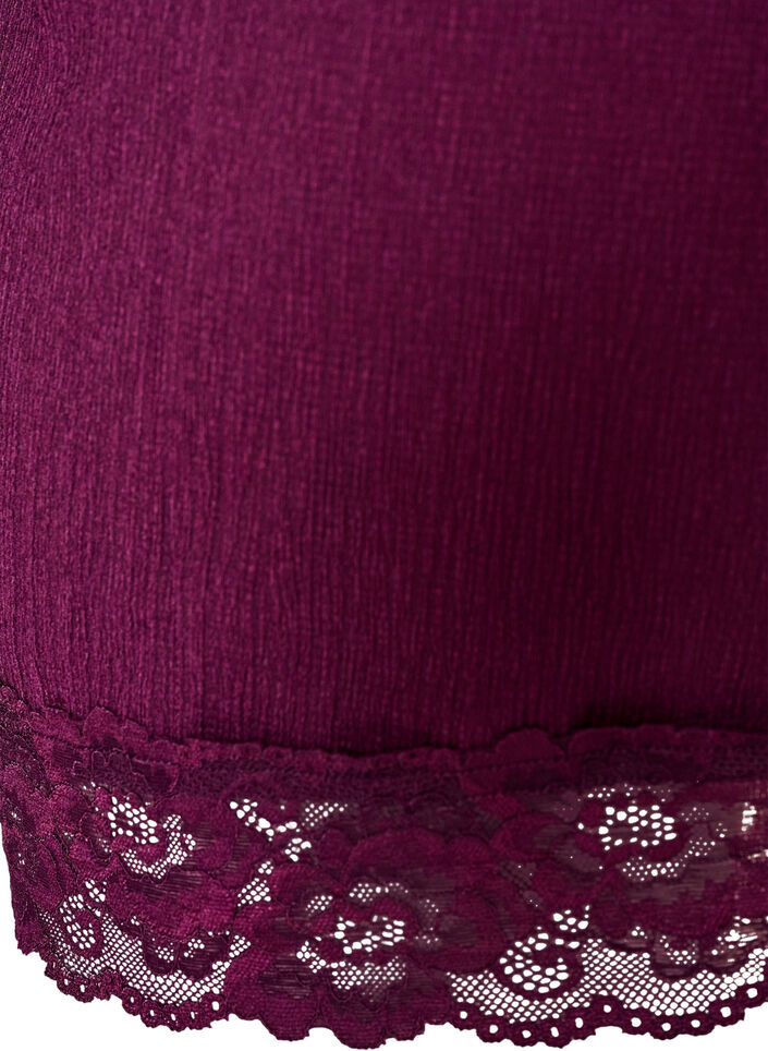 Blouse en jersey avec bordure en dentelle asym&eacute;trique, Violet, Packshot image number 3