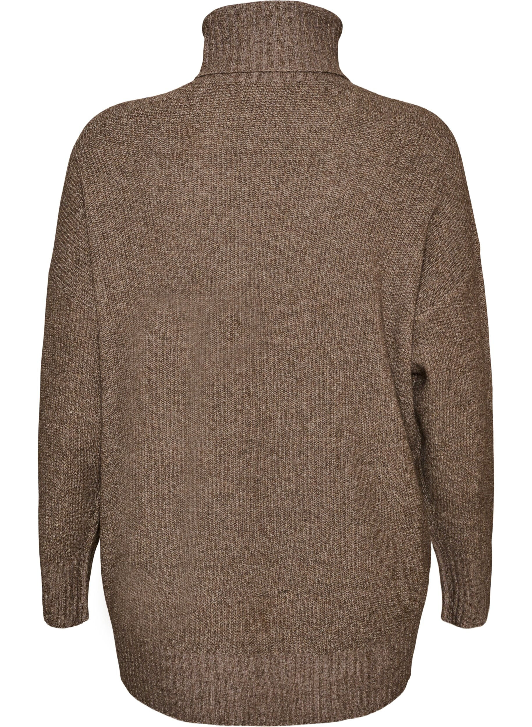 ZizziPull en maille l&acirc;che avec col roul&eacute;, Marron, Packshot image number 1