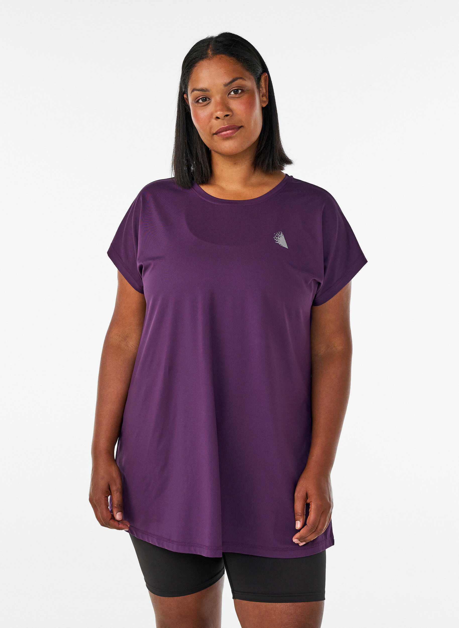 T-shirt long de sport, Violet, Model