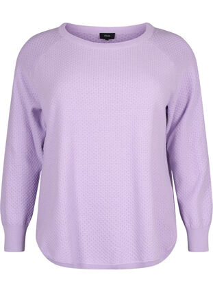 Pull en coton biologique avec motif texturé., Lavender, Packshot image number 0