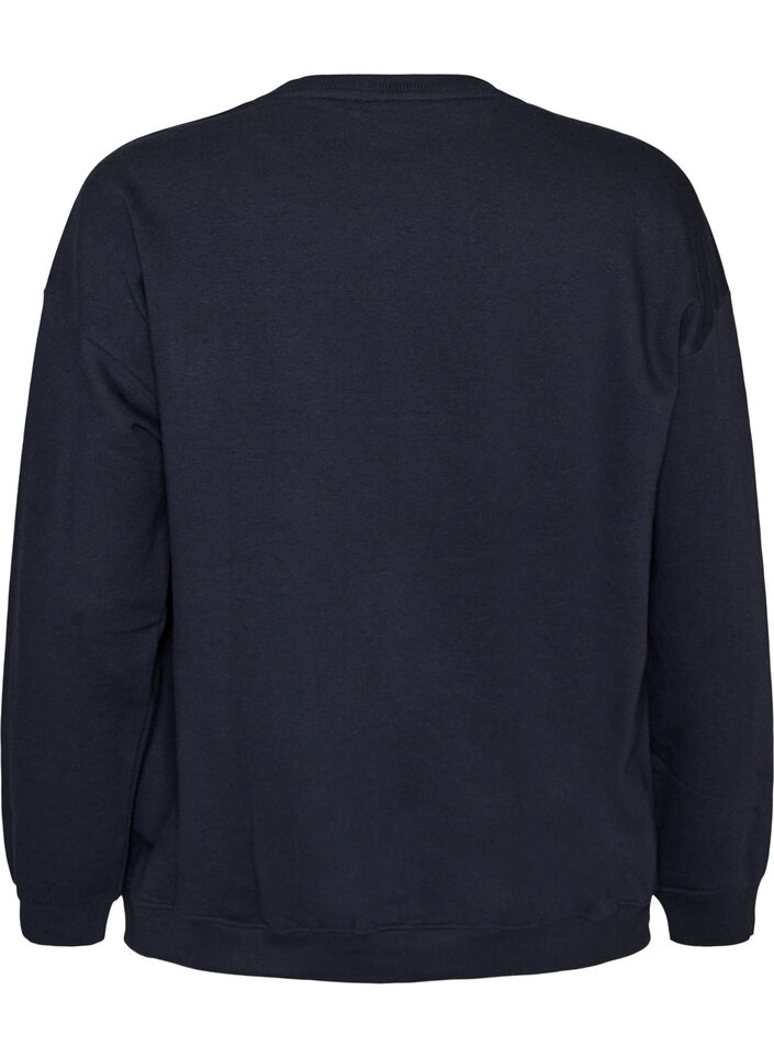 Sweat-shirt avec imprim&eacute; texte, Bleu, Packshot image number 1