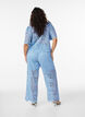 Pantalon taille haute en dentelle &agrave; coupe droite, Bleu, Model image number 1