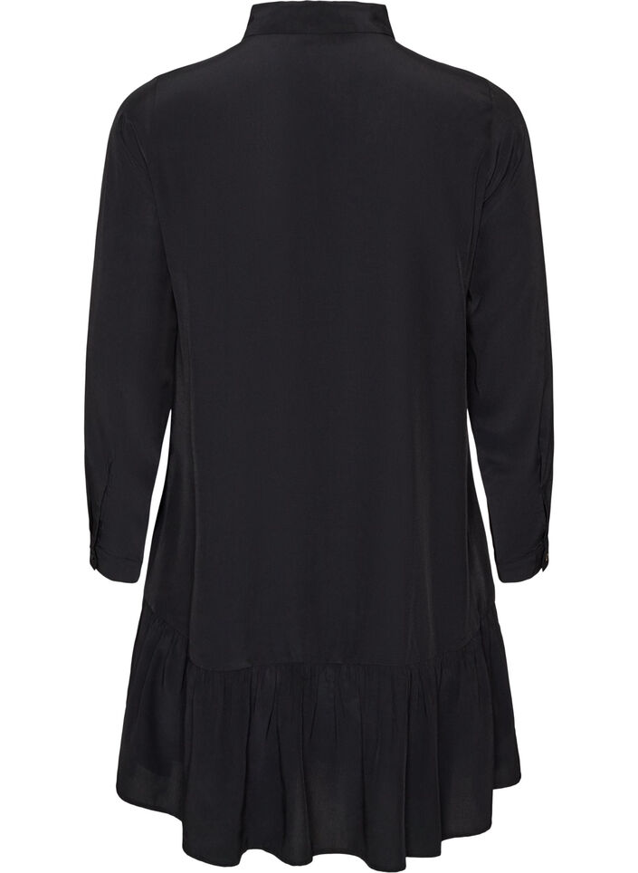 Robe chemise courte avec volants, Noir, Packshot image number 1