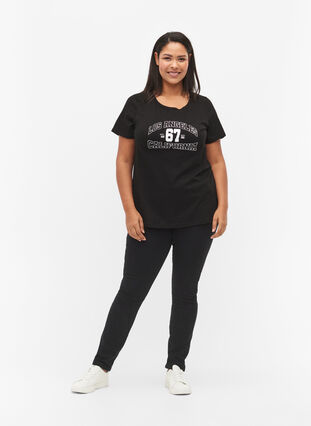 T-shirt en coton avec impression sur le devant, Black LOS ANGELES, Model image number 2