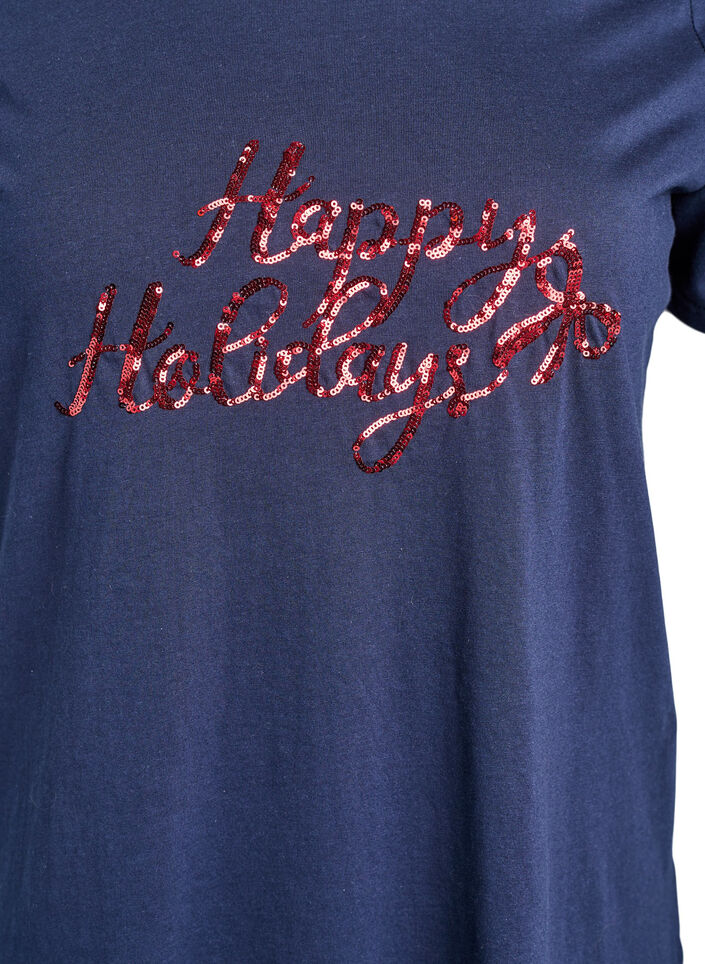 T-shirt de No&euml;l en coton bio, Bleu, Packshot image number 2