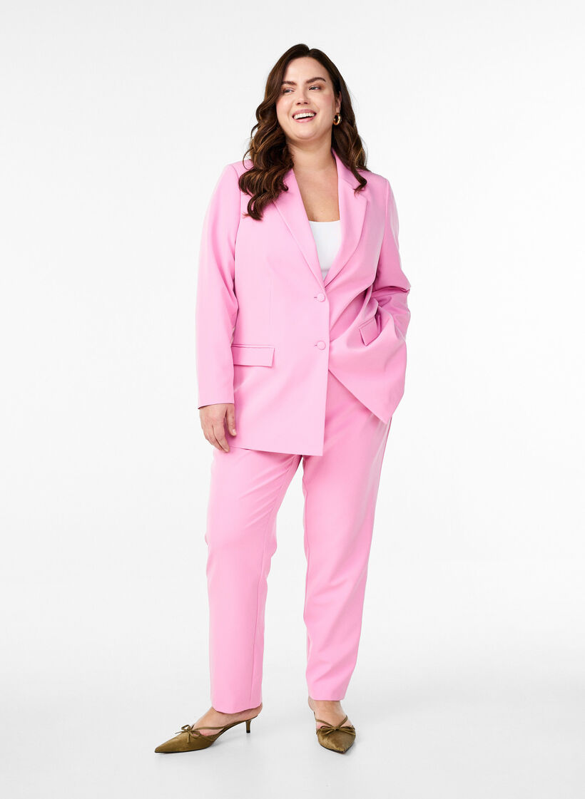 Pantalon avec poches et jambes droites, Rose, Model image number 0