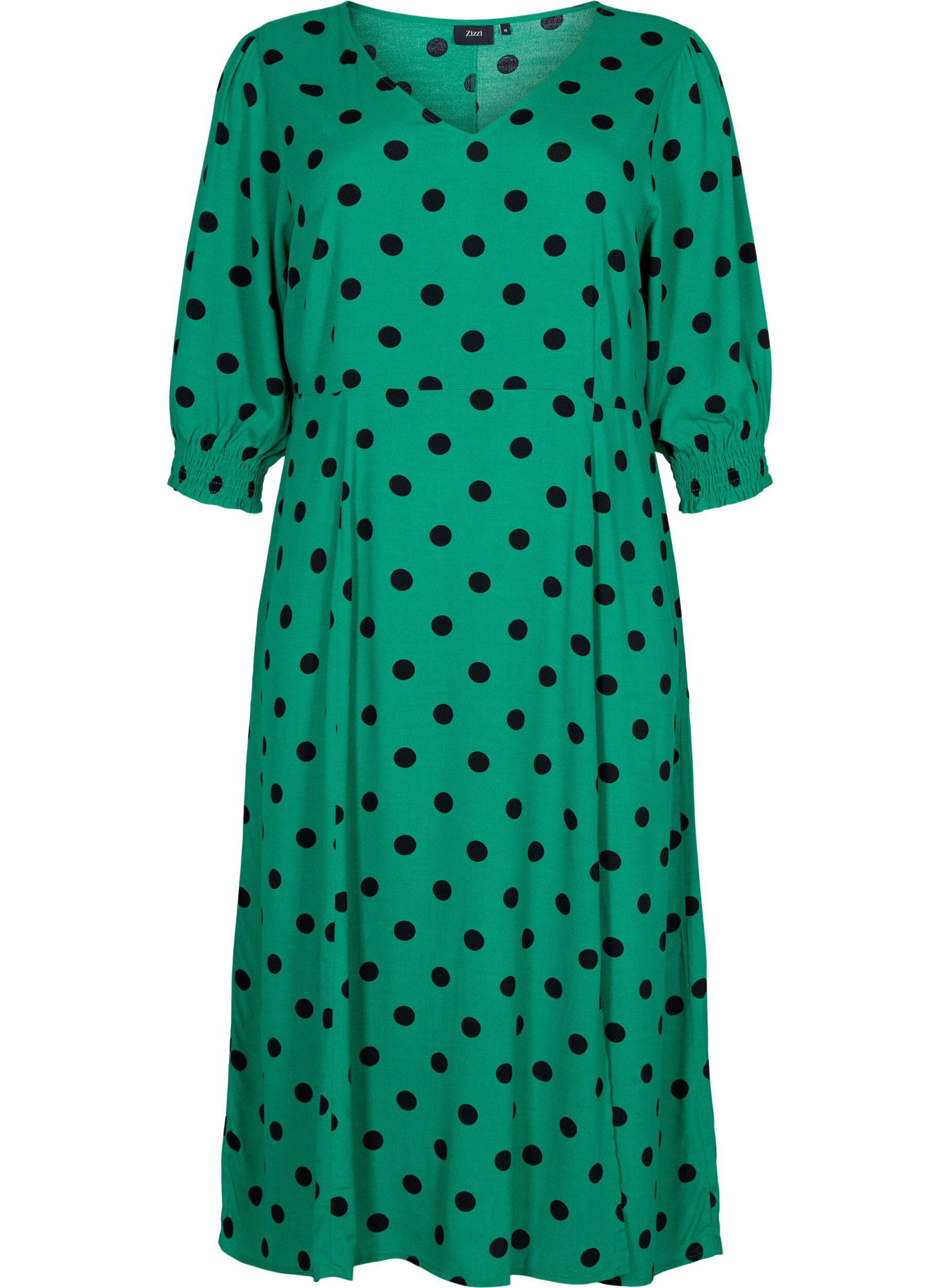 Zizzi Robe midi &agrave; pois en viscose, Jolly Green Dot AOP, Packshot image number 0