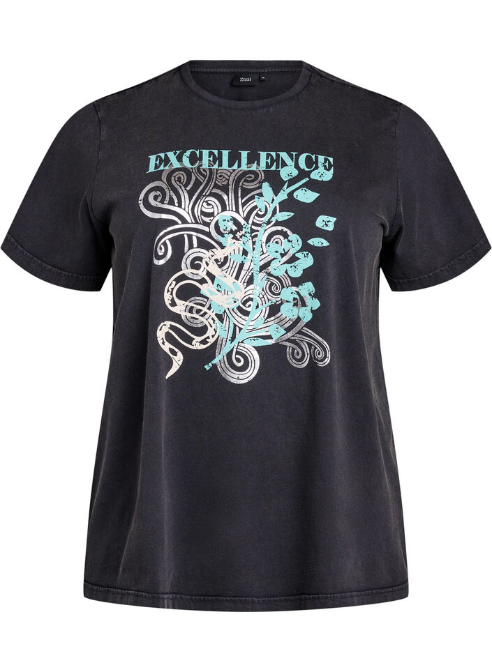 T-shirt en coton biologique avec une impression cool, Gris anthracite, Packshot image number 0
