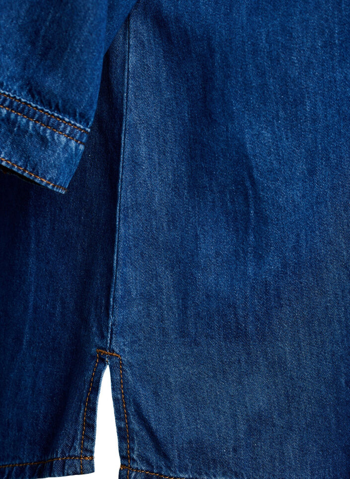 Chemisier en jean avec poche poitrine et manches coude, Bleu, Packshot image number 3