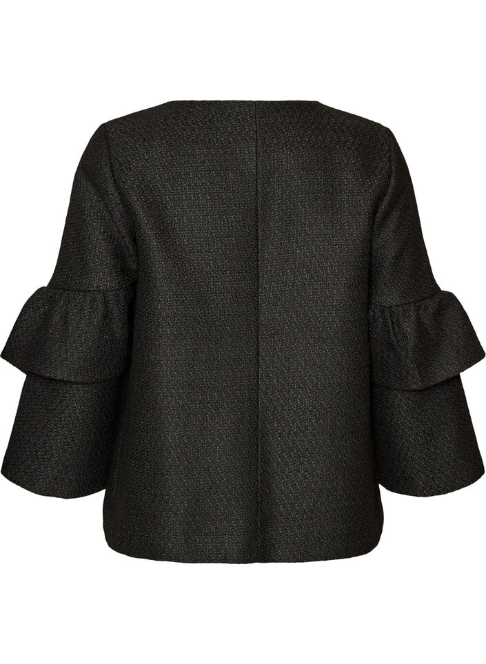 Veste boucl&eacute;e avec volants, Noir, Packshot image number 1