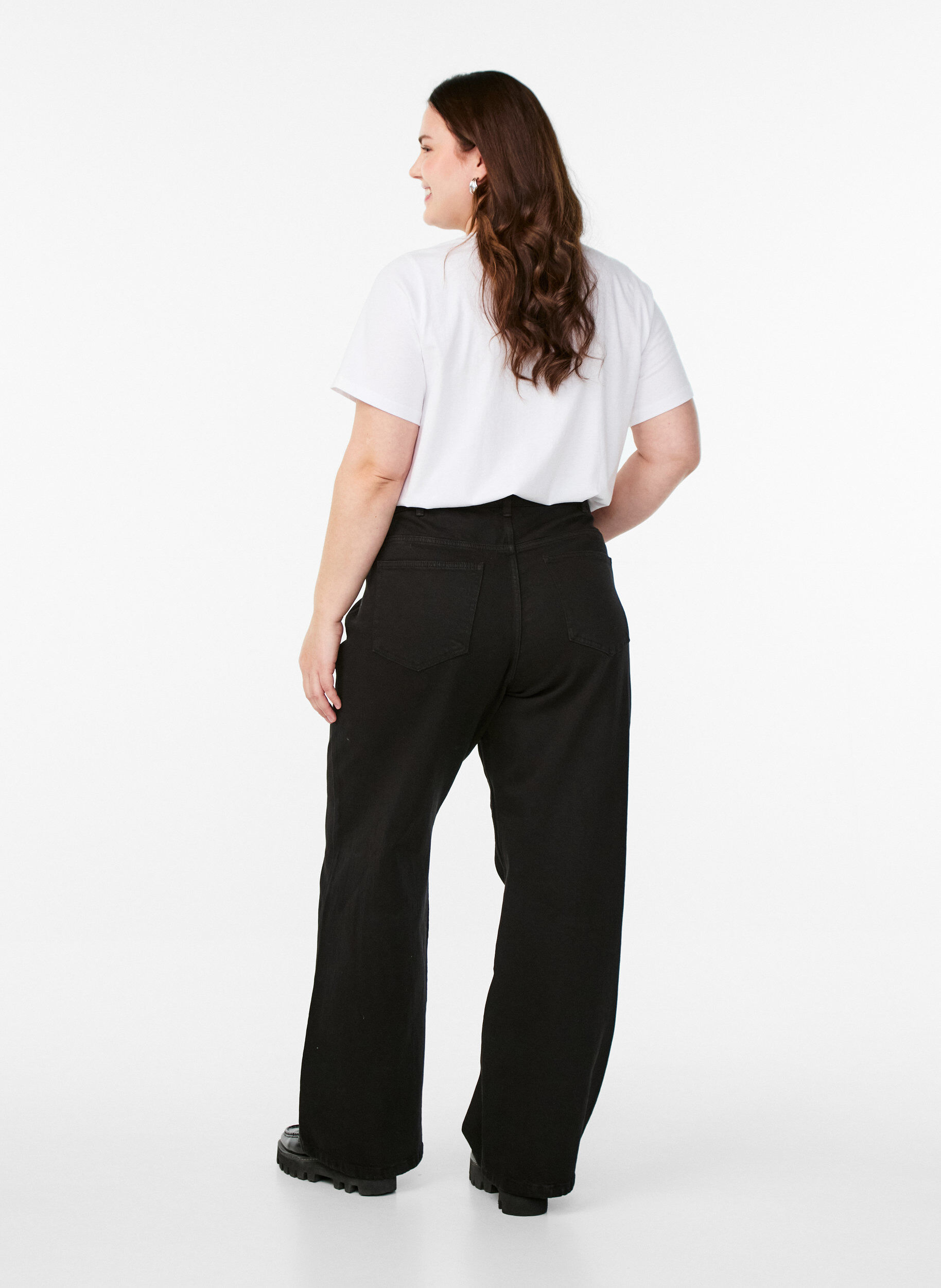 ZizziJean &agrave; jambe large et taille haute, Noir, Model image number 1