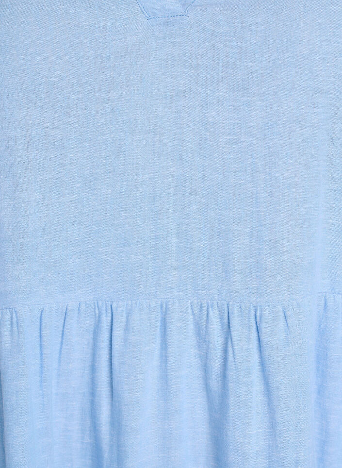 Robe A-line longueur genou en lin et viscose, Bleu Clair, Packshot image number 2