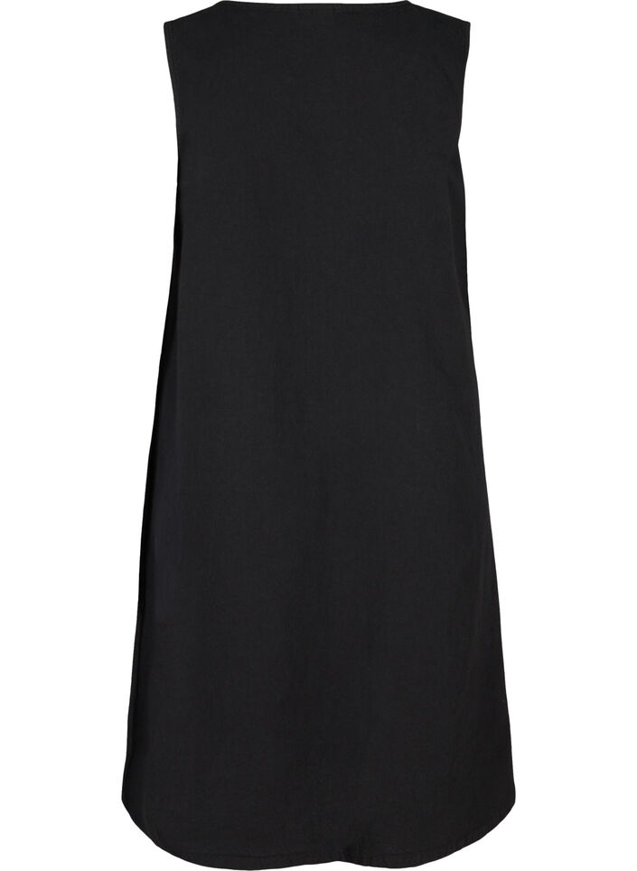 Robe en coton sans manches en forme de trapèze , Black, Packshot image number 1