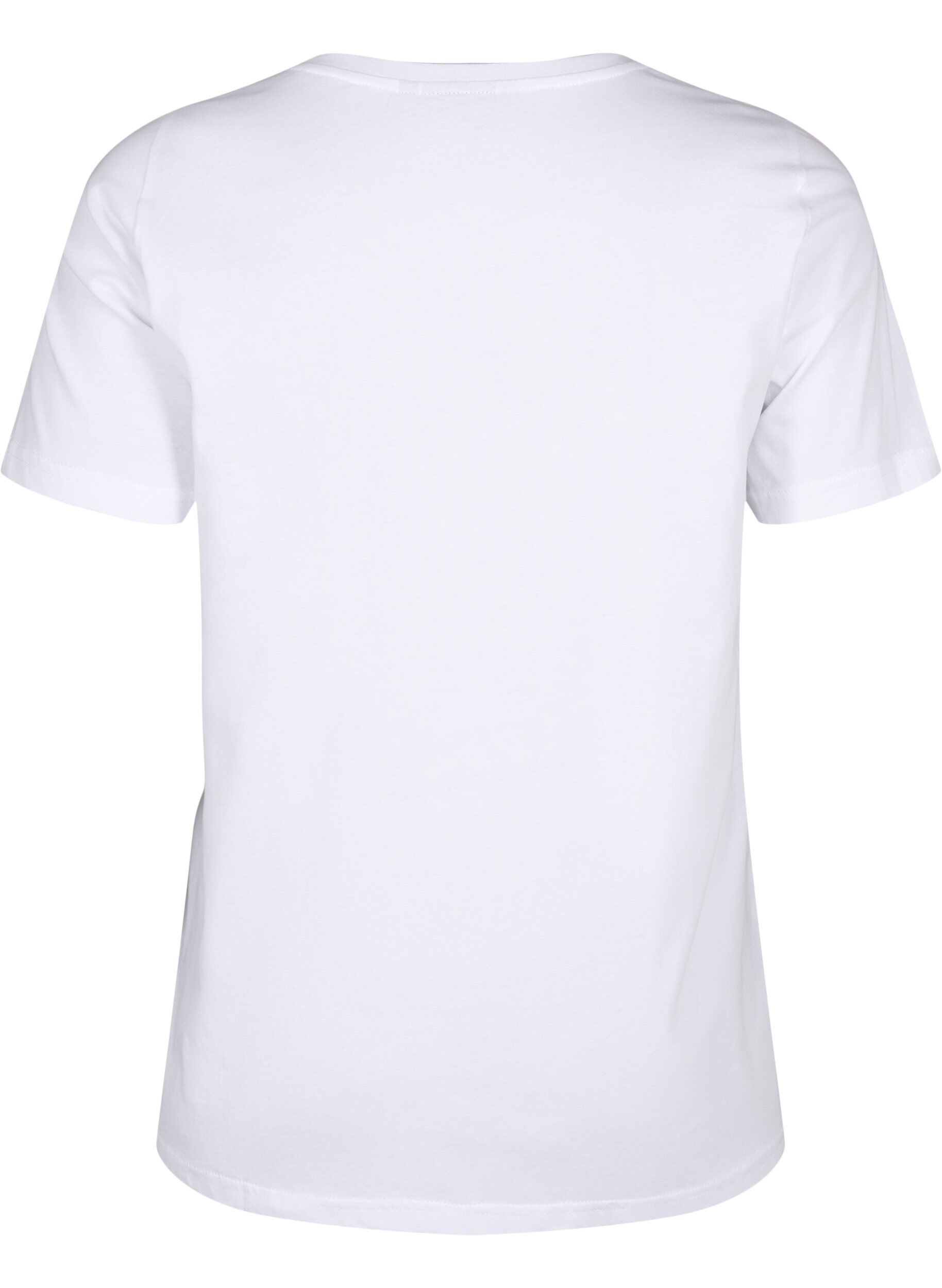 Zizzi T-shirt en coton avec imprim&eacute; texte, B. White w. Flower, Packshot image number 1