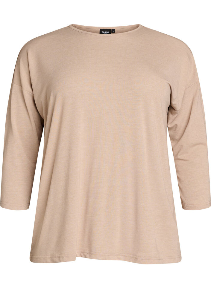 Blouse en jersey avec manches 3/4, Beige, Packshot image number 0