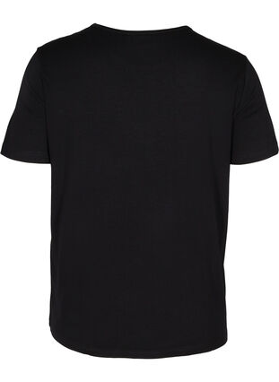 T-shirt manches courtes en viscose avec détails en dentelle, Black, Packshot image number 1