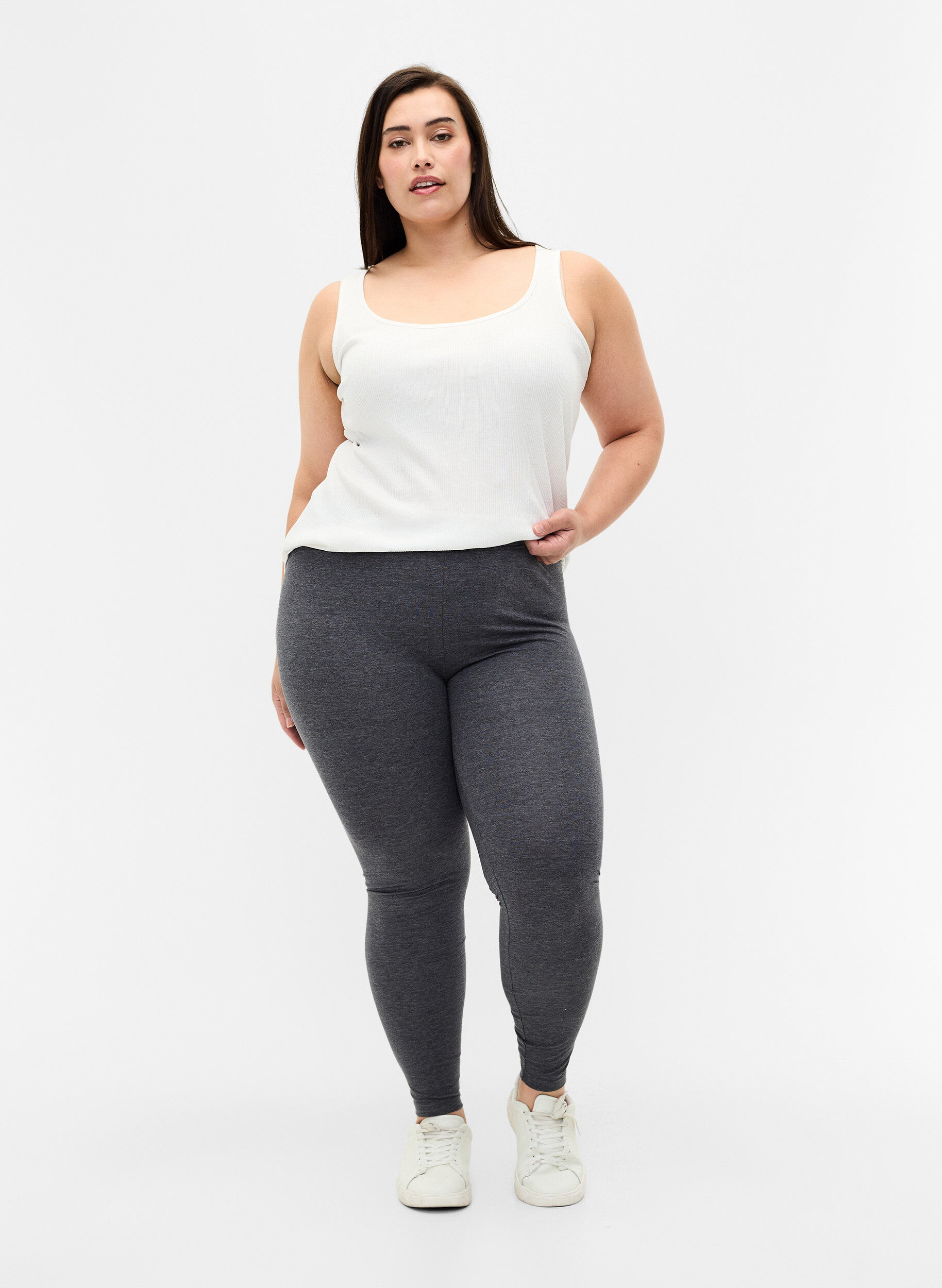 Zizzi Leggings m&eacute;lang&eacute; gris, Dark Grey Melange, Model image number 2