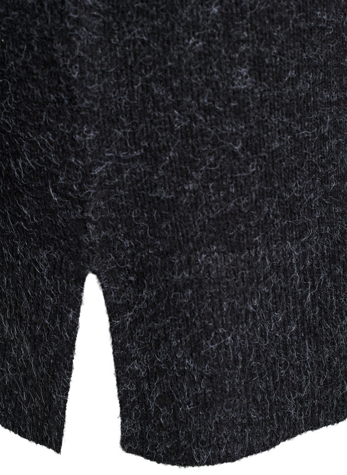 Robe courte en maille avec ourlet ondul&eacute; et fentes, Gris anthracite, Packshot image number 3