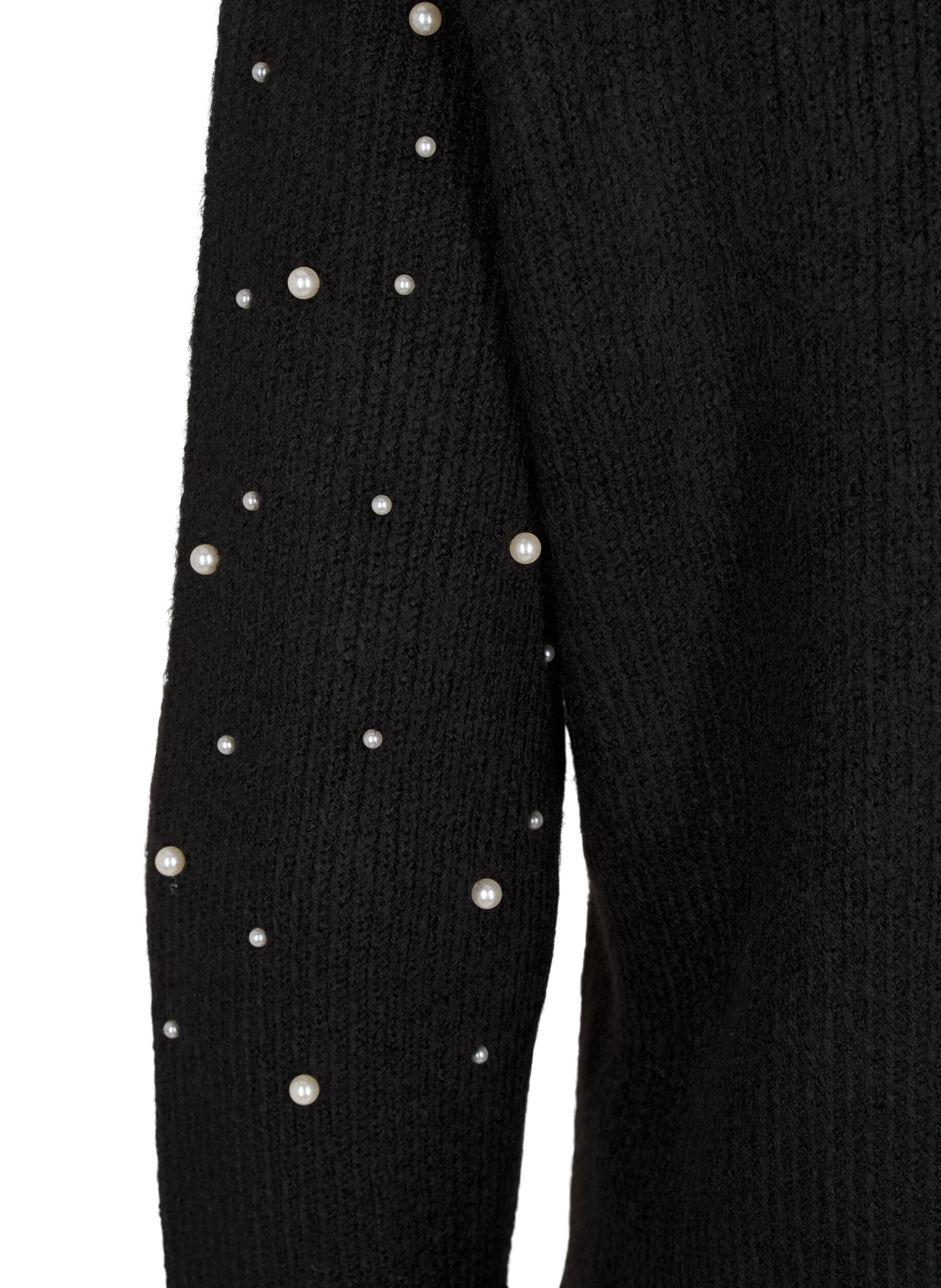 Zizzi Cardigan en tricot avec des perles, Black White Pearls, Packshot image number 3