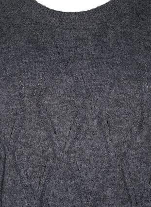 Pull en tricot avec motif à trous, Dark Grey Melange, Packshot image number 2