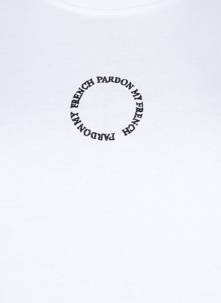 T-shirt en coton à détail de broderie, Blanc, Packshot image number 2