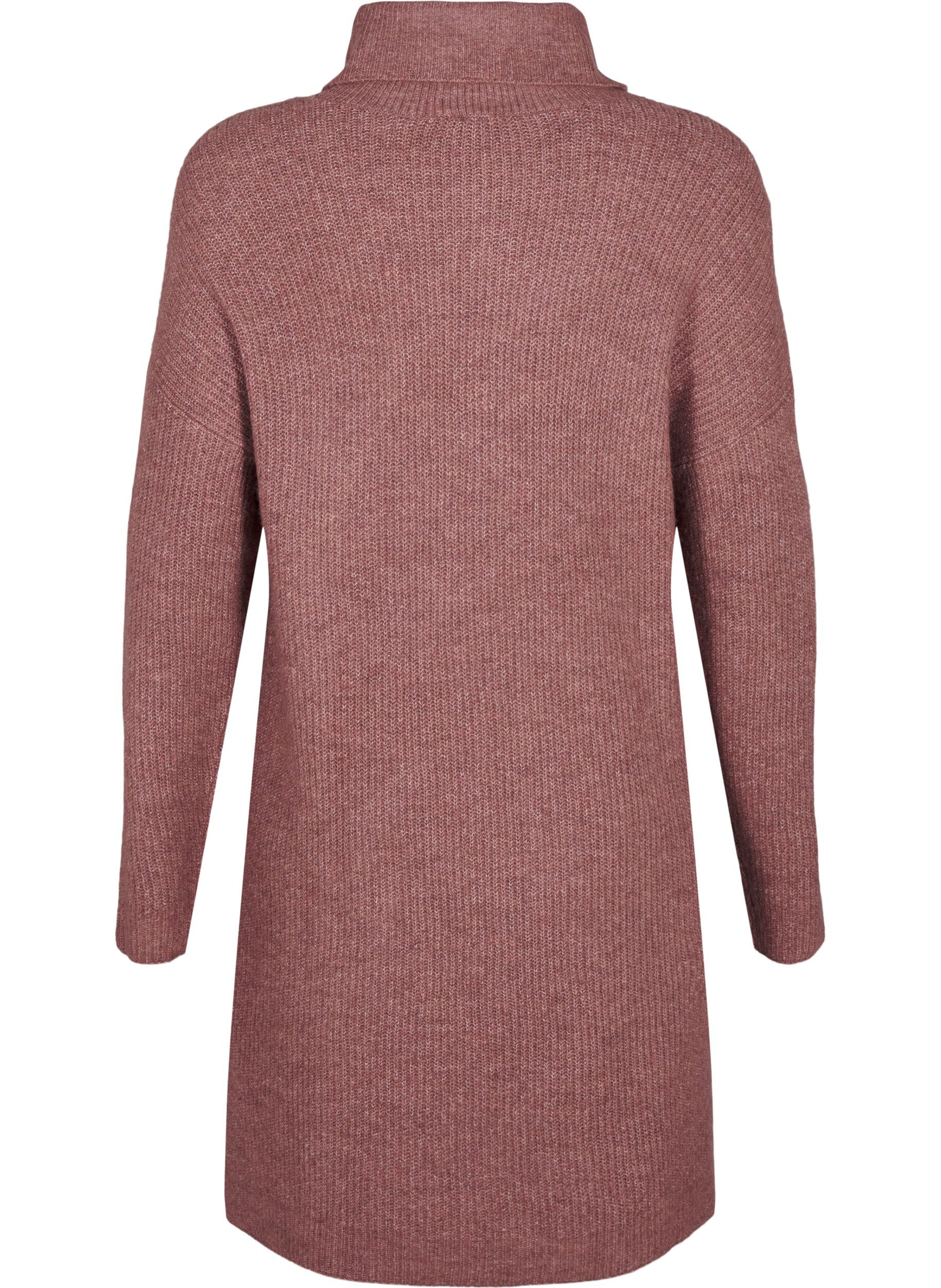 ZizziRobe en tricot et &agrave; col roul&eacute;, Rose poudr&eacute;e, Packshot image number 1