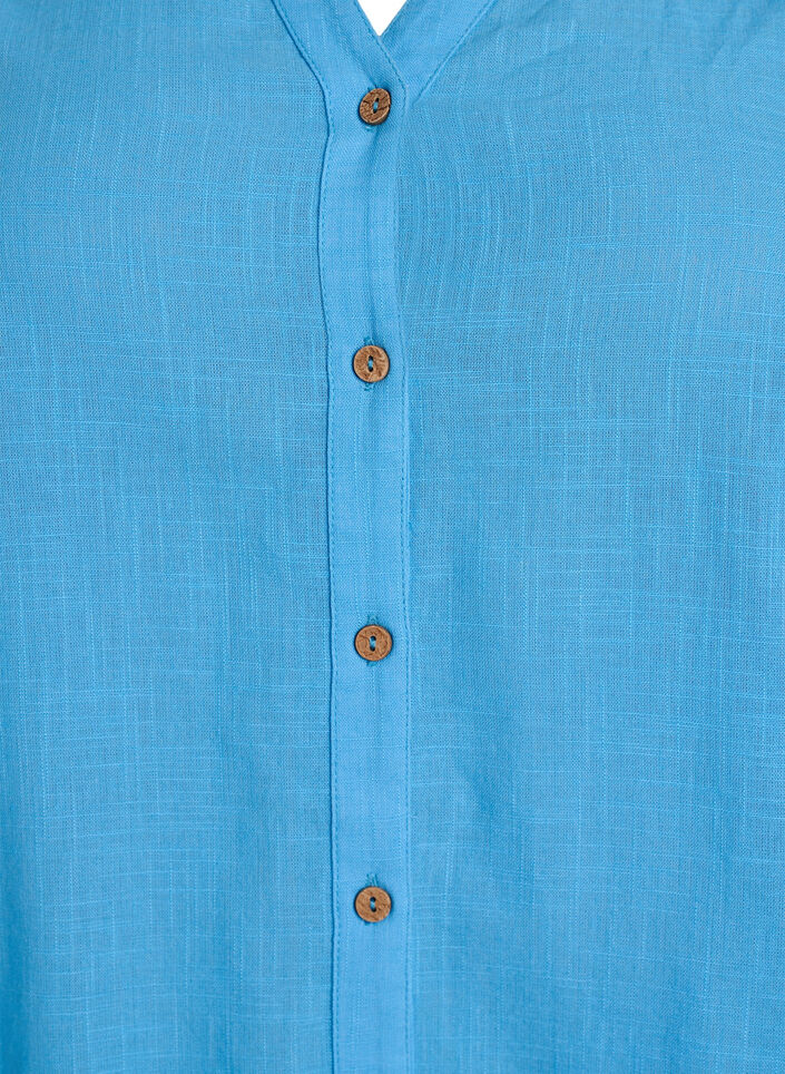 Chemisier en coton avec col en V, Bleu, Packshot image number 2