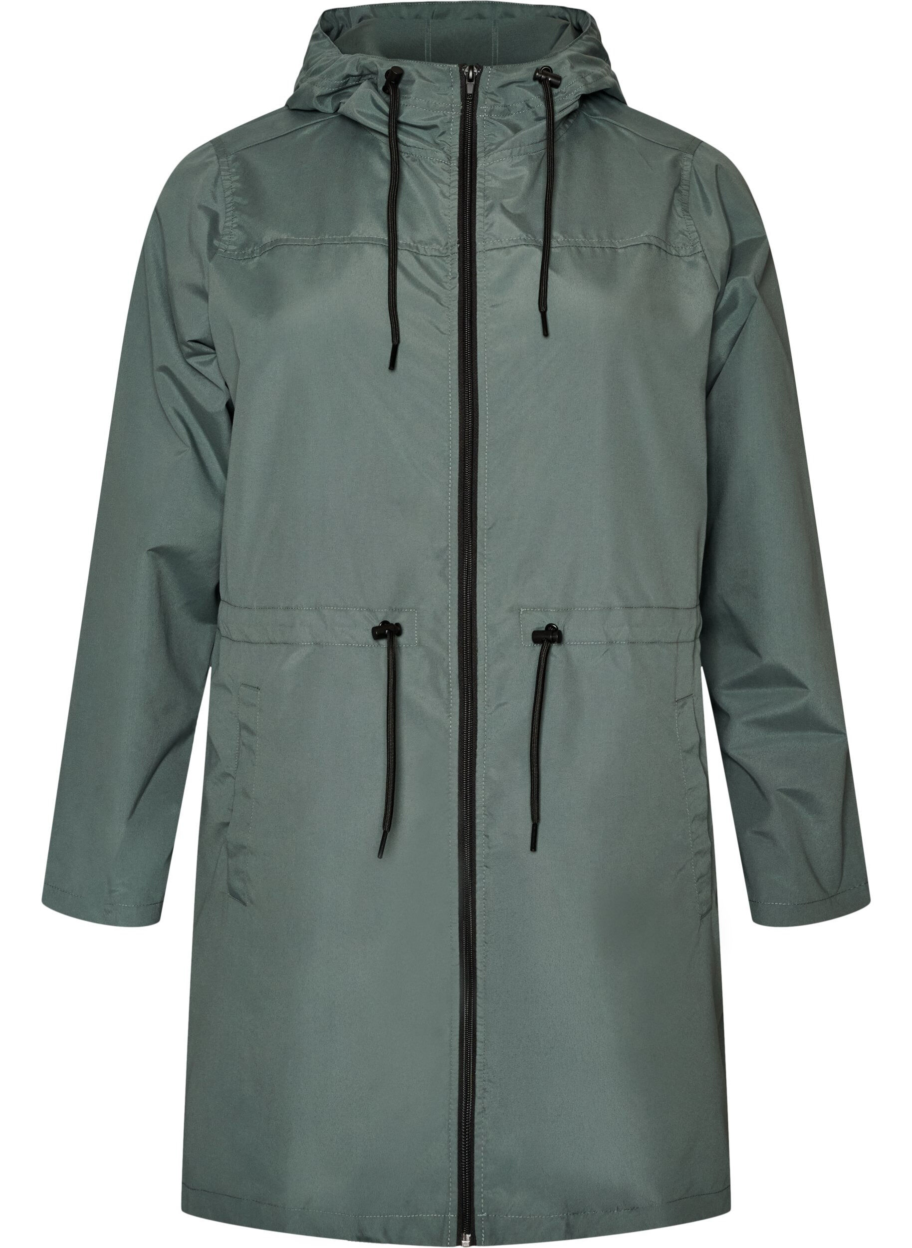 ZizziParka l&eacute;g&egrave;re avec capuche, Vert fonc&eacute;, Packshot image number 0