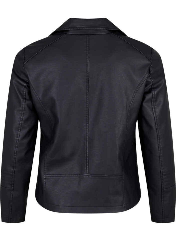 Veste en cuir imité de motard, Noir, Packshot image number 1