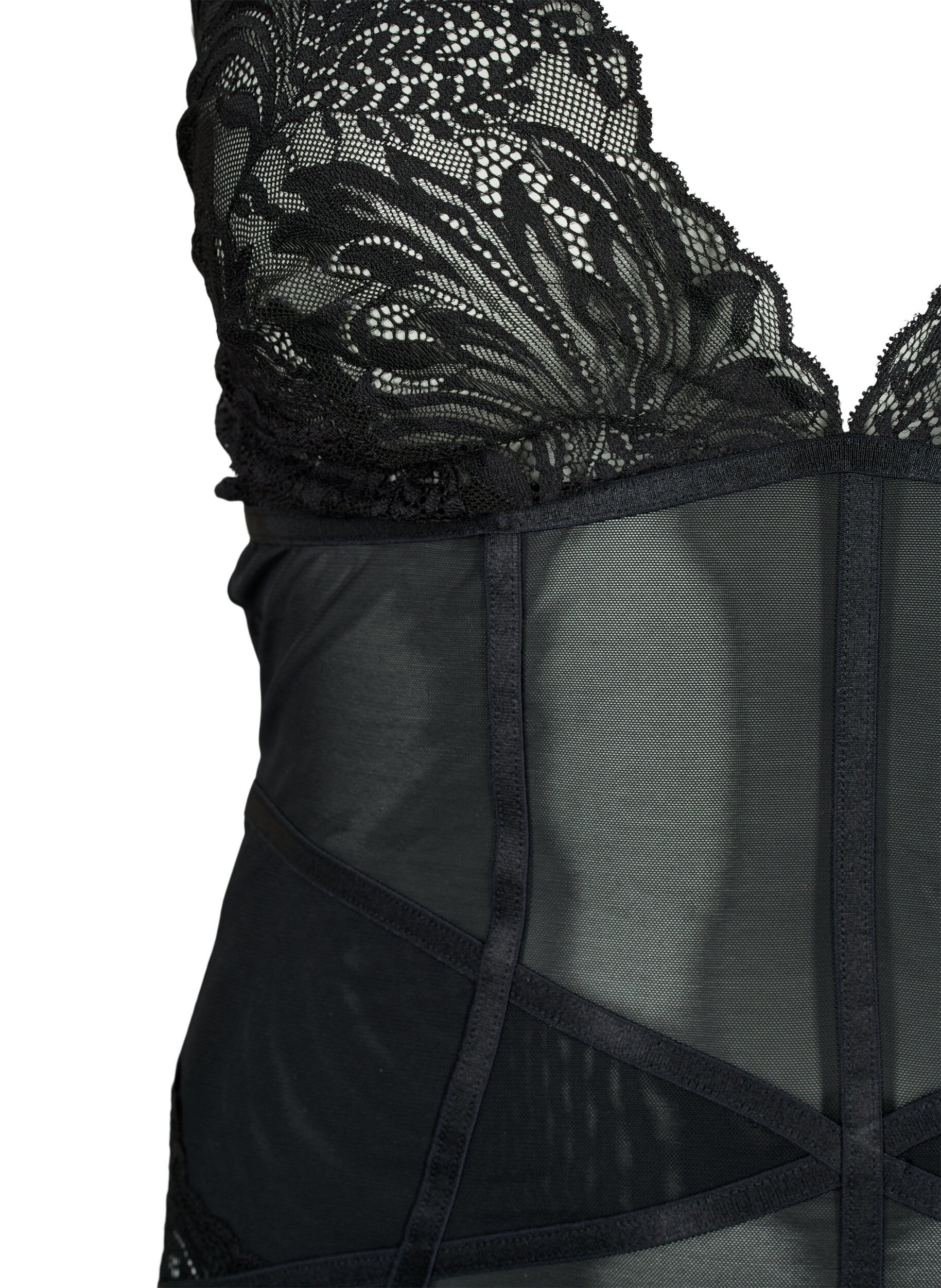 Zizzi Gaine de corps en maille et dentelle, Black, Packshot image number 2