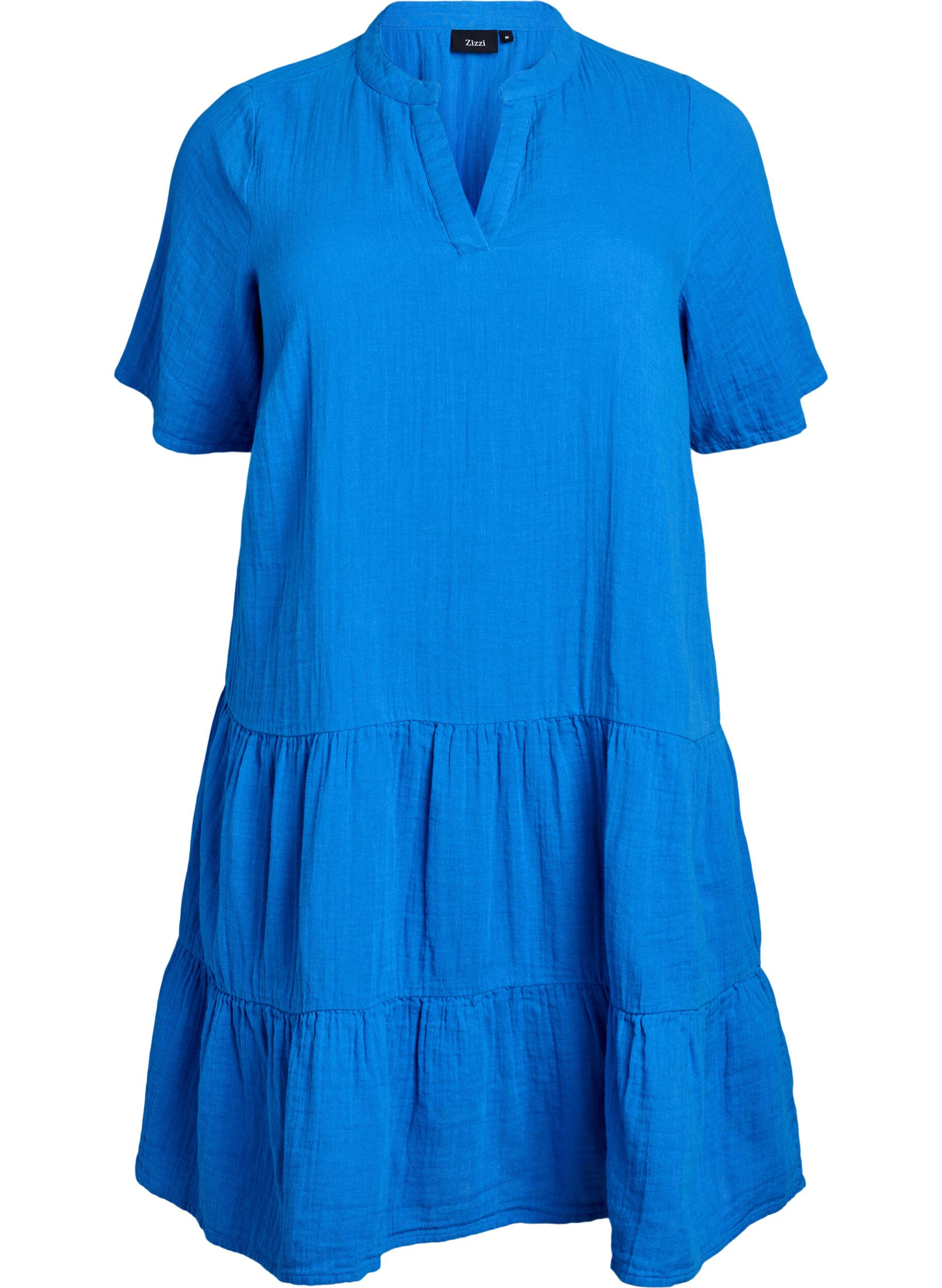 ZizziRobe courte &eacute;vas&eacute;e en mousseline de coton, Bleu, Packshot image number 0
