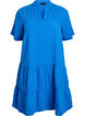 Robe courte &eacute;vas&eacute;e en mousseline de coton, Bleu, Packshot image number 0
