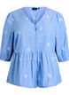 Blouse en coton brod&eacute;e de fleurs et fermeture boutonn&eacute;e, Bleu Clair, Packshot image number 0