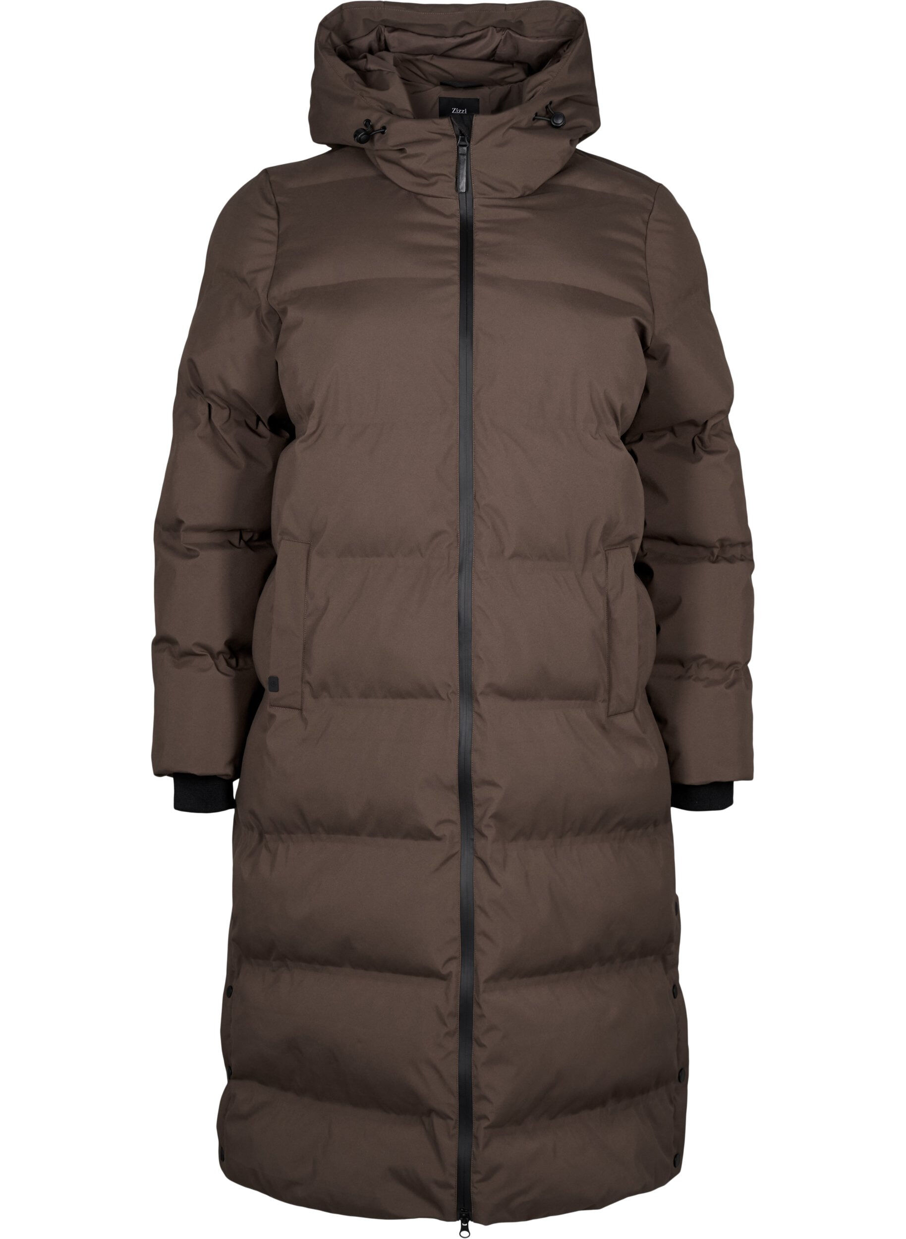 Zizzi Manteau d'hiver long et matelass&eacute; avec capuche, Marron, Packshot image number 0