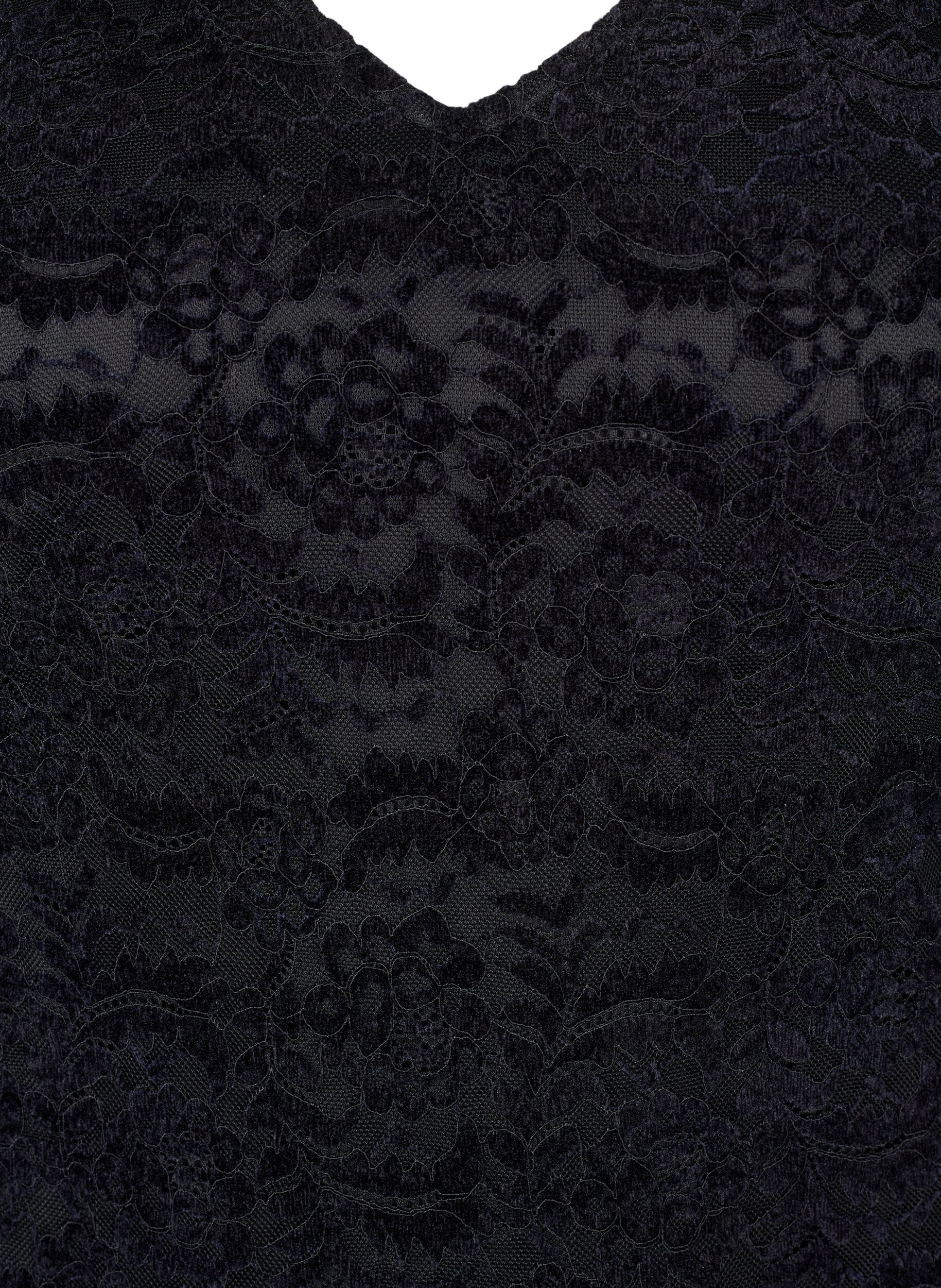 Zizzi Bodystocking en dentelle &agrave; manches longues, Black, Packshot image number 2