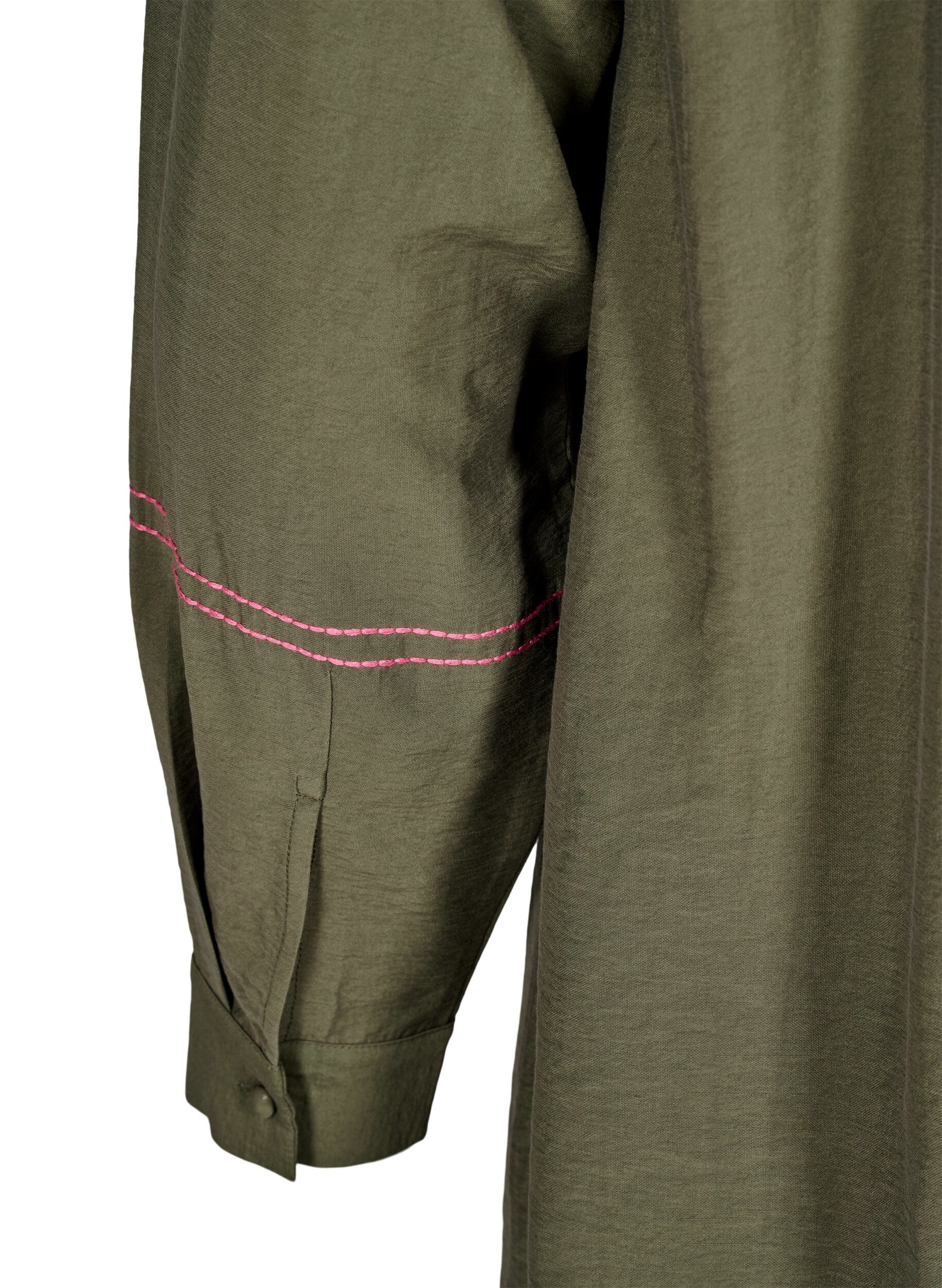 Zizzi Robe courte avec broderie en contraste, Vert fonc&eacute;, Packshot image number 3