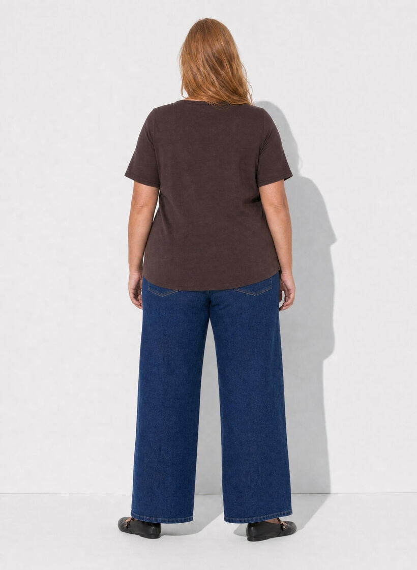 T-shirt imprim&eacute;, Marron, Model image number 2