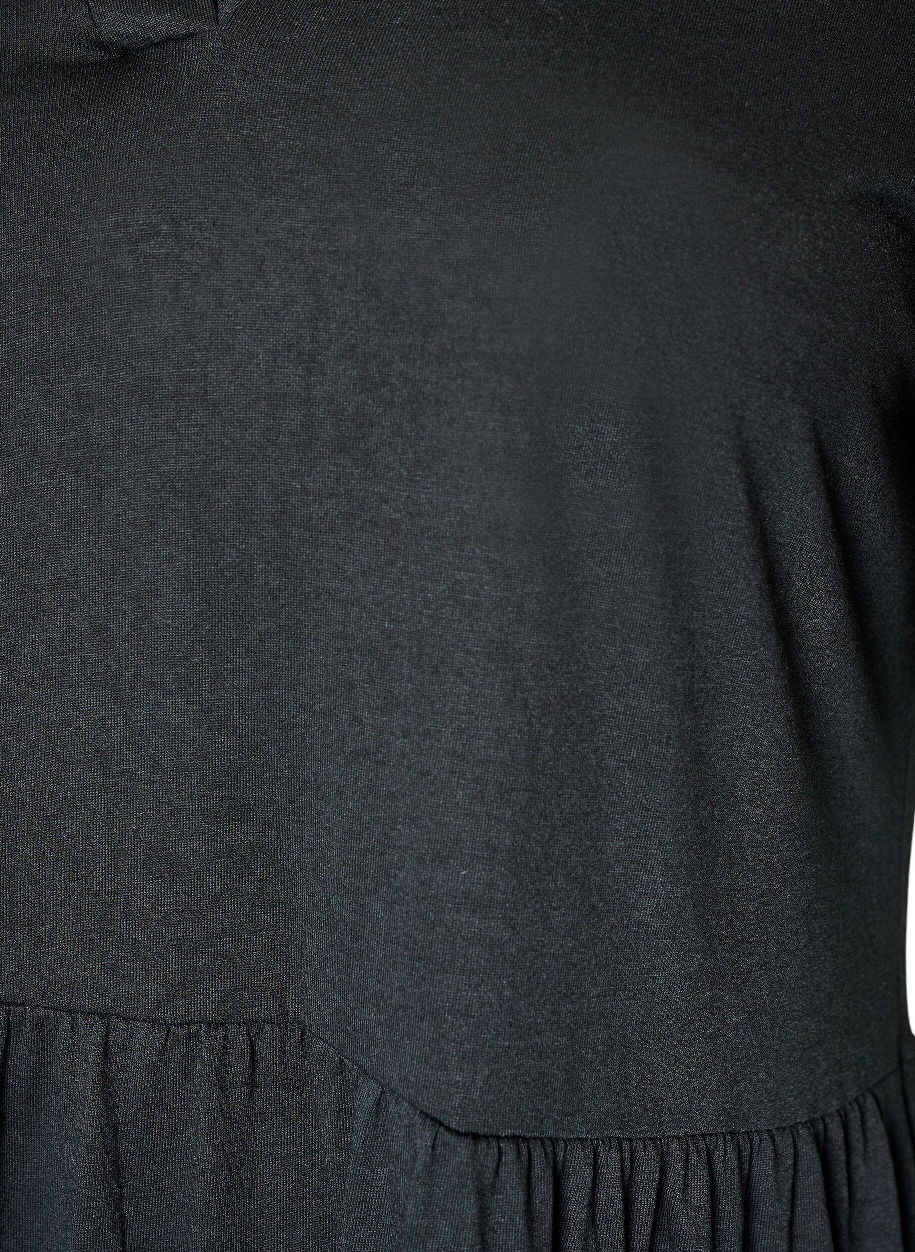 ZizziRobe en jersey avec d&eacute;tails en dentelle et jupe superpos&eacute;e, Noir, Packshot image number 2