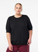 Blouse en fine maille &agrave; manches courtes, Noir, Model image number 0