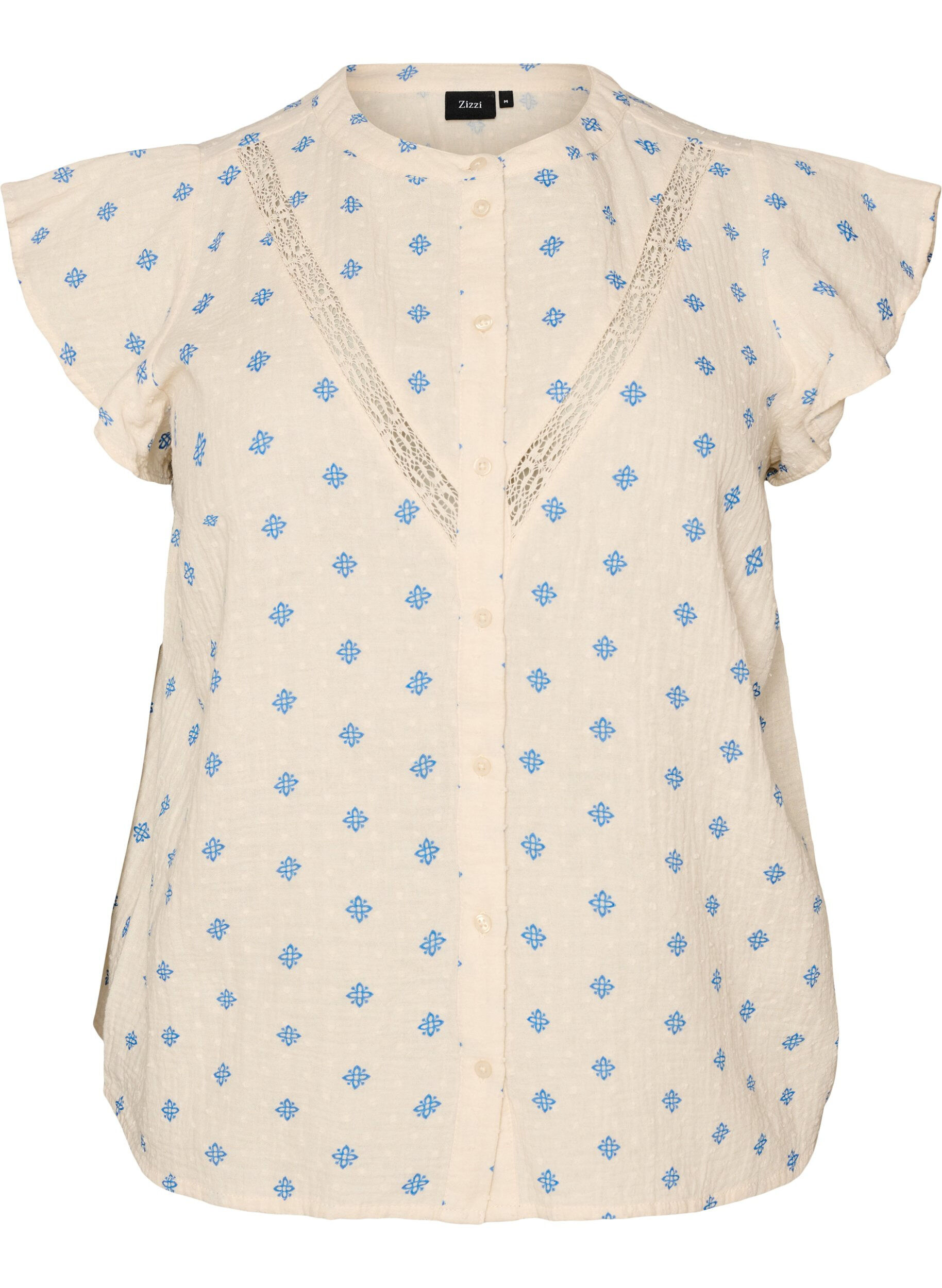ZizziBlouse sans manches avec d&eacute;tails en crochet et volants, Beige, Packshot image number 0