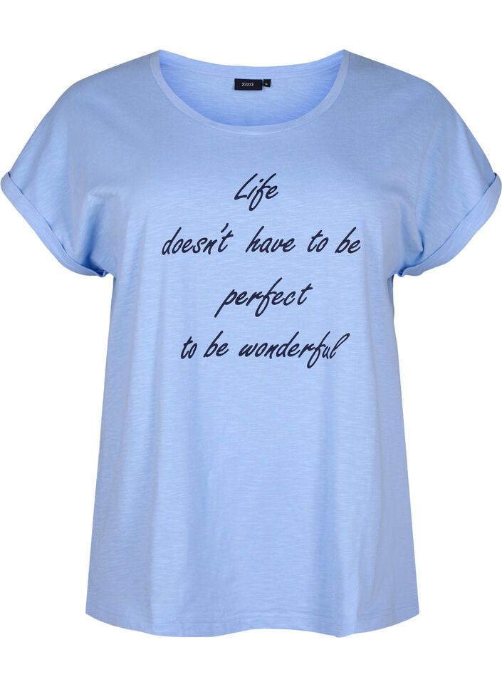 T-shirt imprimé en coton biologique, Serenityw.Navy Print, Packshot image number 0