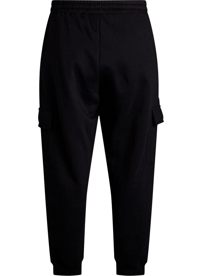 Pantalon cargo en matière douce et confortable, Black, Packshot image number 1