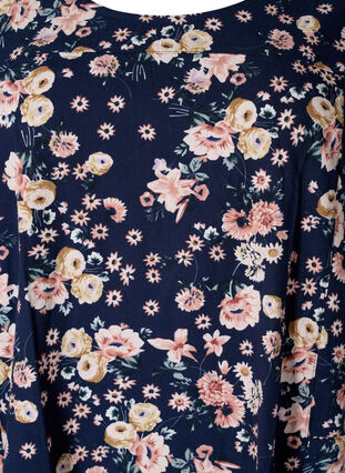 Robe en coton imprimé à manches courtes, Blue Rose Flower, Packshot image number 2